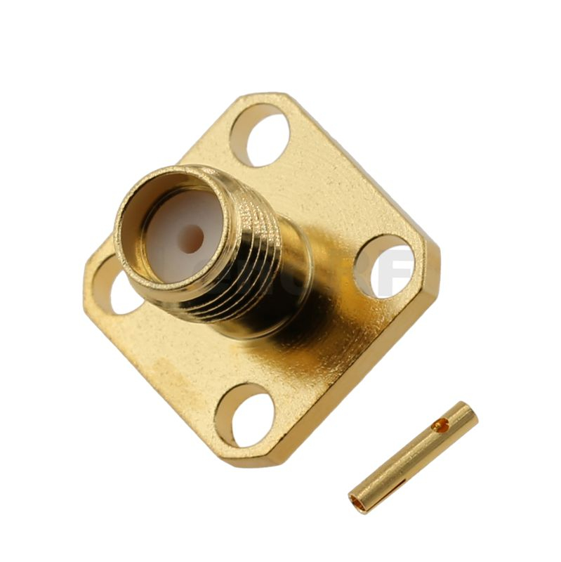SMA Connector Female 4-hole Flange Solder For 141 Cable 