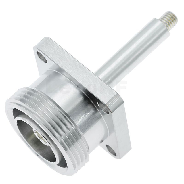 High Stability 7/16 DIN Female 4-Hole Flange Mount Straight Connector, for Microstrip PCB Applications