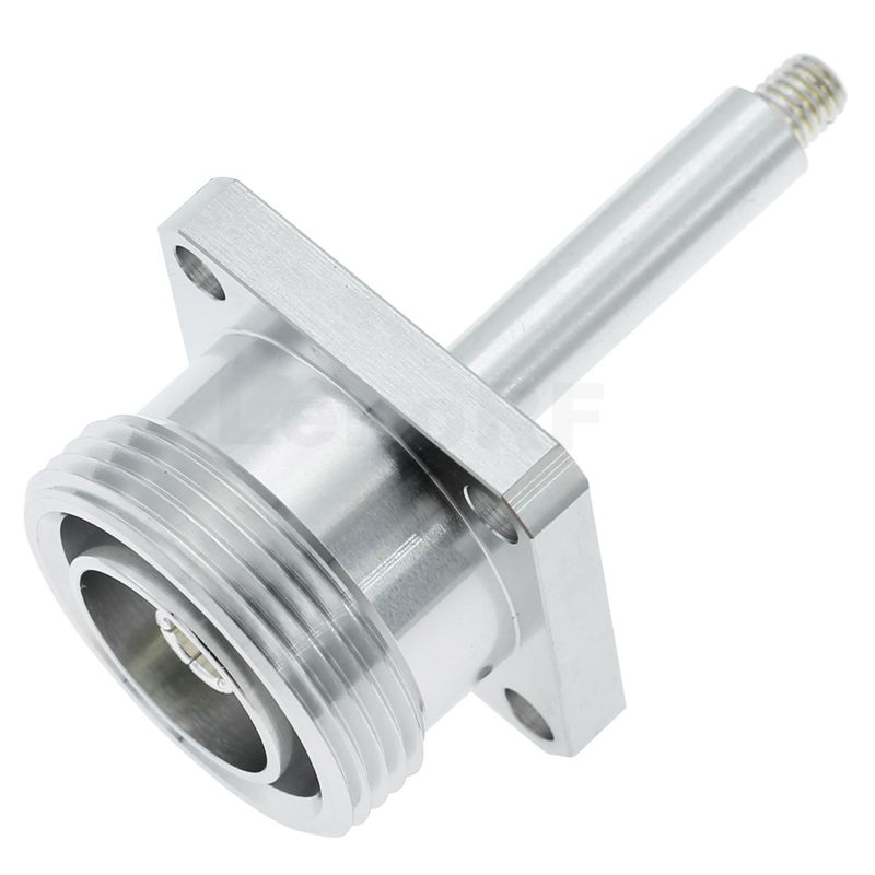 High Stability 7/16 DIN Female 4-Hole Flange Mount Straight Connector, for Microstrip PCB Applications