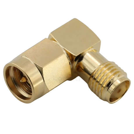 SMA Plug To Jack Right Angle Adapter Gold Plated Ultra Low Loss