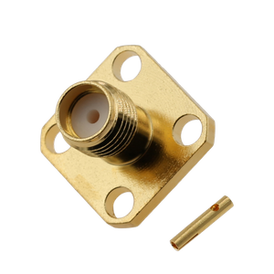 SMA Connector Female 4-hole Flange Solder For 141 Cable 