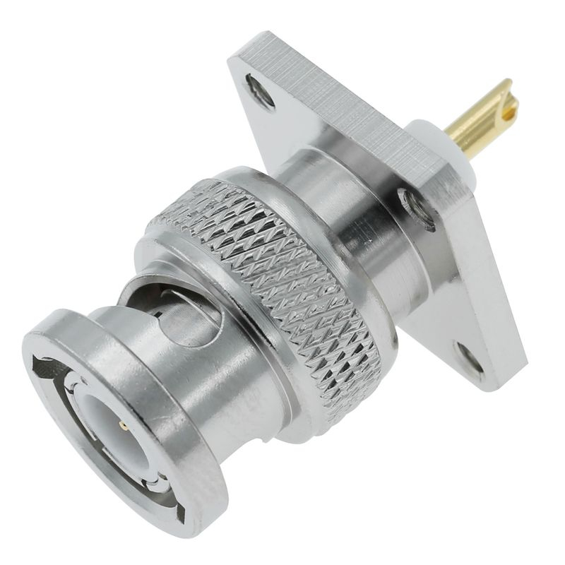 BNC Connector Plug Solder Straight 4-Hole Flange For Microstrip