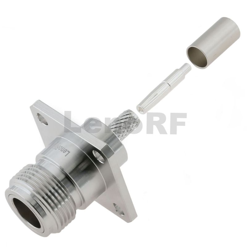 High-performance Type-N Female Connector Straight 4-Hole Flange Mounted For RG58 RG223 Cable 