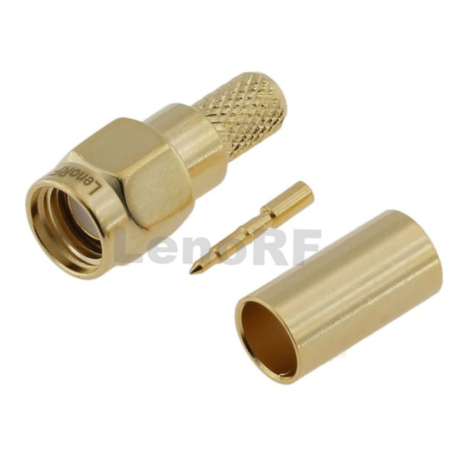 High Quality SMA Male Connector Straight Crimping Brass Body Gold Plated For RG58 RG223 RG400 Coaxial Cable