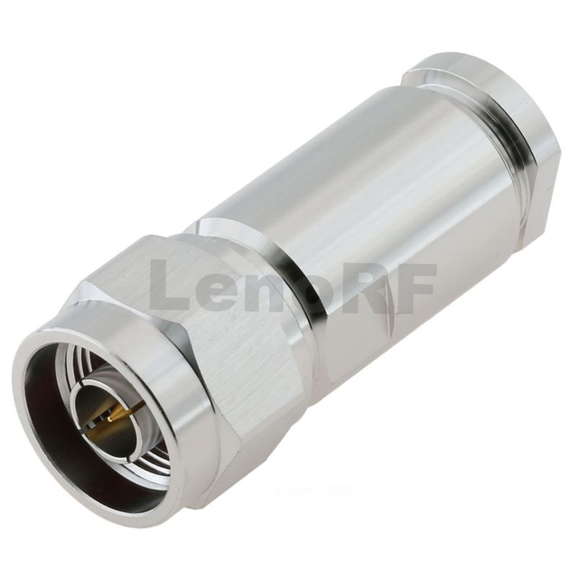 High Stability Type-N Connectors Plug Clamping Straight Brass Tri-metal Plating For RG8 LMR400 Cable 