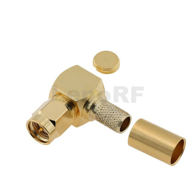 SMA Plug Connector Right Angle Crimping For LMR240 Cable