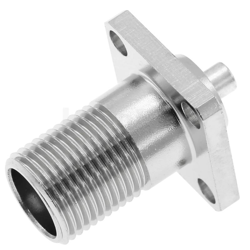 UHF Jack Crimp Straight Bulkhead Solder Cup Connector, Nickel-Plated Brass, Rugged Type for Satellite Equipment