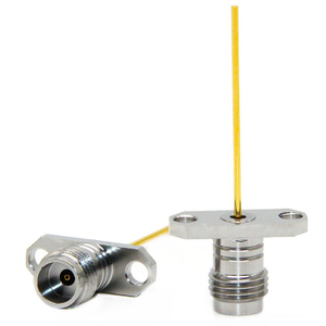 1.85mm Female Jack Flange 2-Hole Straight RF Connector for Microstrip Board, High-Frequency 50 Ohm