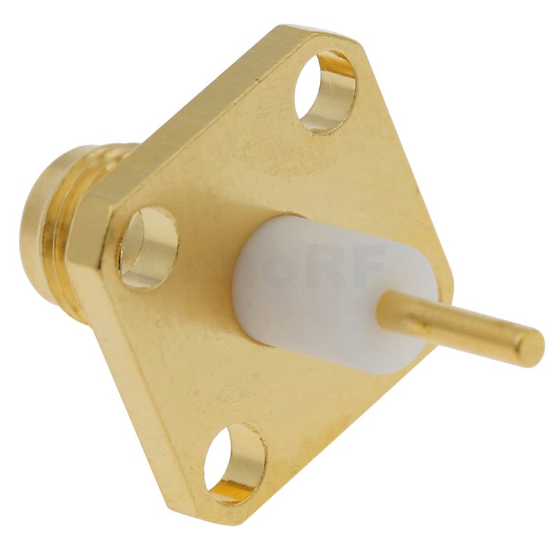 SMA Connector Epoxy Potting Jack 4-Hole Flange Mounting Straight Gold plated For Microstrip PCB 