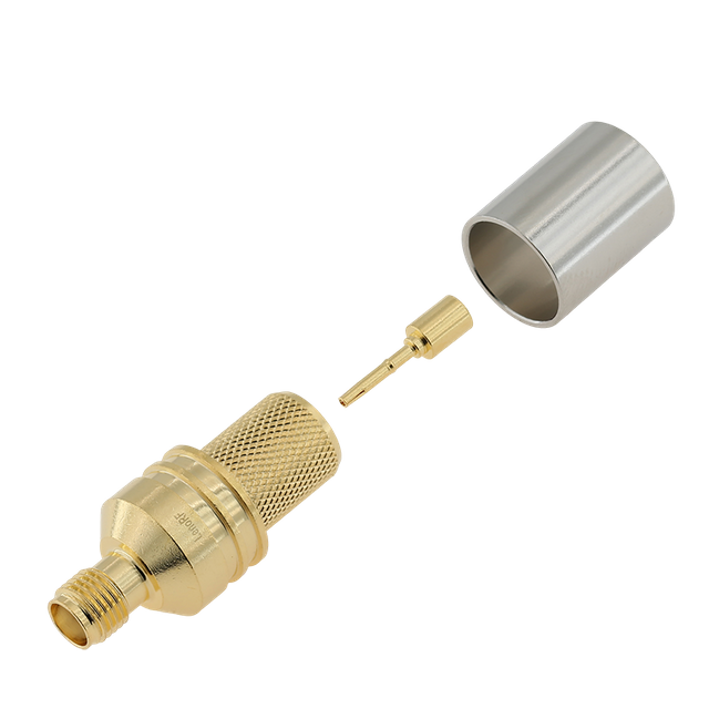 High Stability SMA Female RF Connector Straight Crimping Brass Body Gold Plated For RG8, LMR400 Coaxial Cable