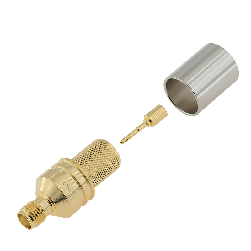 High Stability SMA Female RF Connector Straight Crimping Brass Body Gold Plated For RG8, LMR400 Coaxial Cable