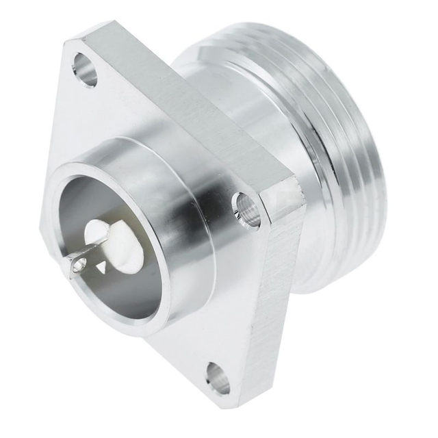 Low-Loss 7/16 DIN Flange Mount Straight Jack Connector, 4-Hole for Microstrip PCB, RF Signal Transmission