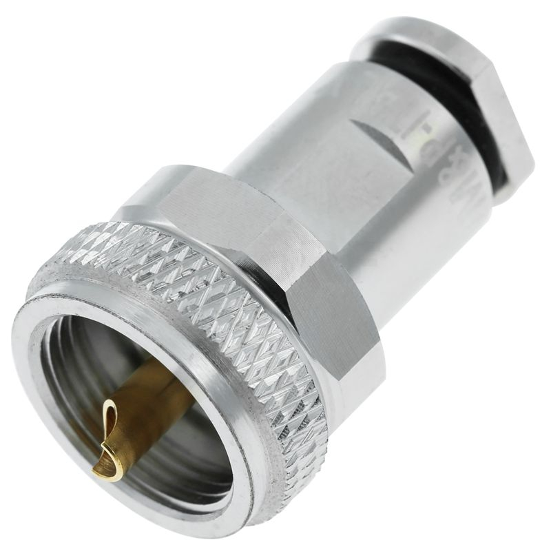UHF Male Clamp Straight Connector for RG58 Cable, Nickel-Plated Brass RF Coax Plug