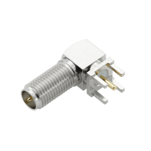 RP-SMA Jack Connector Right Angle For PCB Through Hole - Nickel Plating