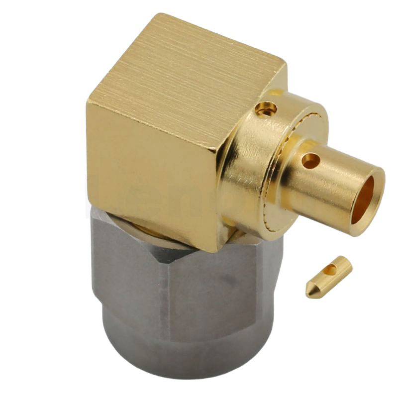 SMA Female Soldering Right Angle Stainless Steel Nut Passivated for RG402,.141 Cable 