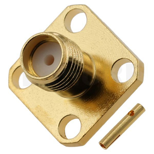 SMA Connector Female 4-hole Flange Solder For 141 Cable 