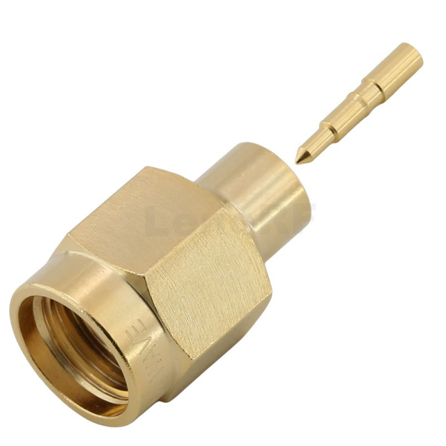 SMA Connector Male Straight Solder for RG402 .141 Cable, Gold Plating Low Loss
