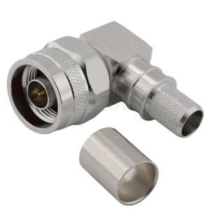 Type-N Connectors Plug Right Angle Crimping For LMR400 Cable, Tri-metal Plating