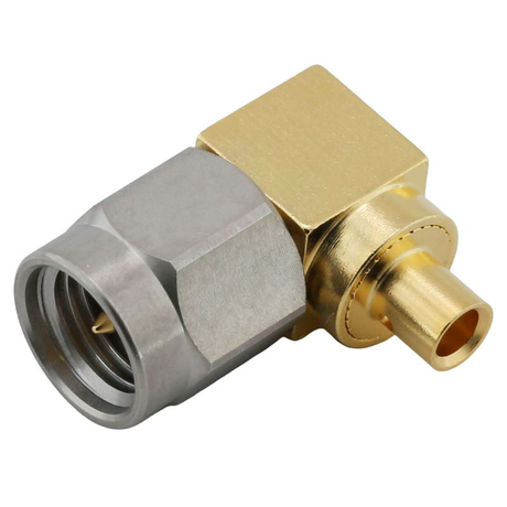 SMA Female Soldering Right Angle Stainless Steel Nut Passivated for RG402,.141 Cable 