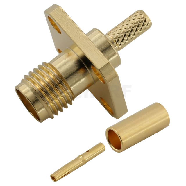 SMA Female 4-Hole Flange Crimping For RG316,RG174 Cable