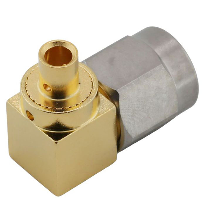 SMA Female Soldering Right Angle Stainless Steel Nut Passivated for RG402,.141 Cable 