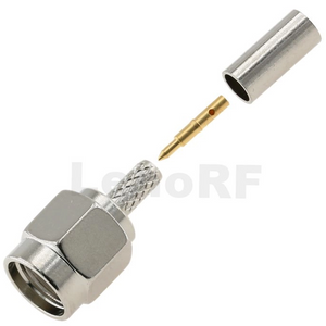 Rugged SMA Male Connector Straight Crimping Contact AuroDur Plated For RG174 RG316 Coaxial Cable