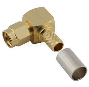 RP-SMA Plug Connector Right Angle Crimping For LMR240 Cable