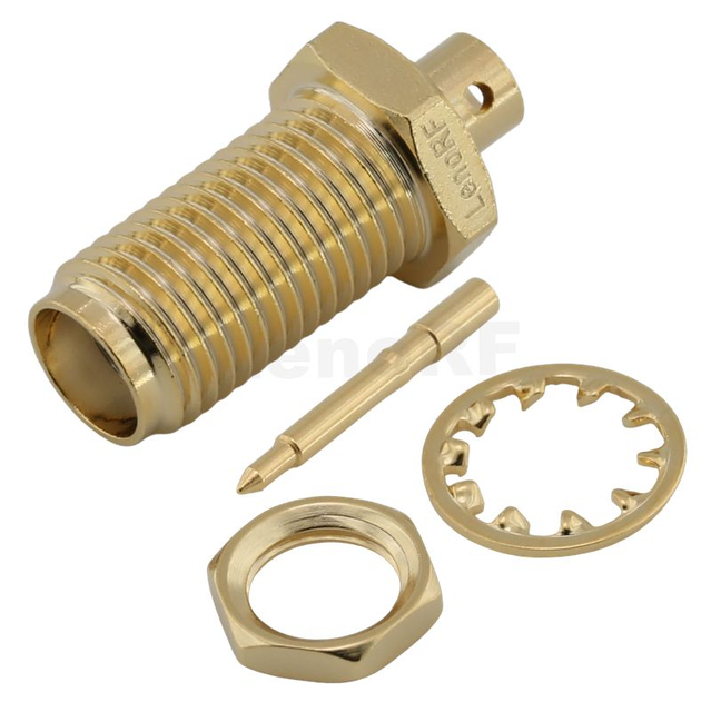 RP-SMA Female Bulkhead Brass Gold Plating For RG405, 086 Cable 