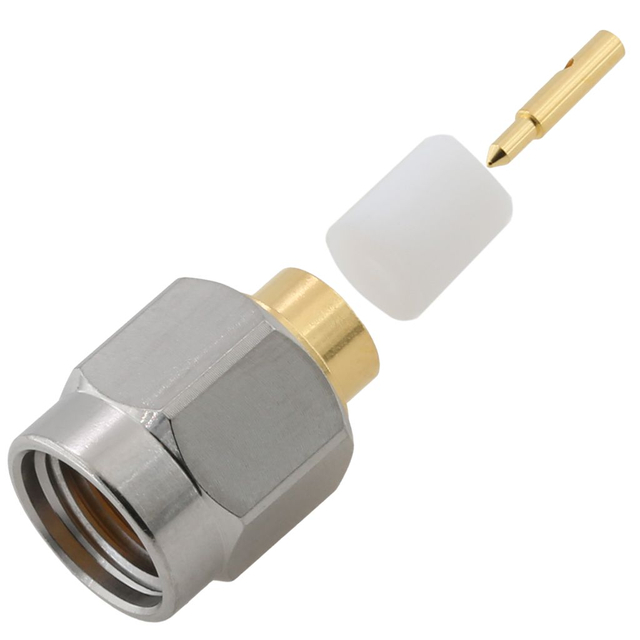 SMA Connector Male Straight Solder for RG402 .141 Cable,Stainless Steel Nut