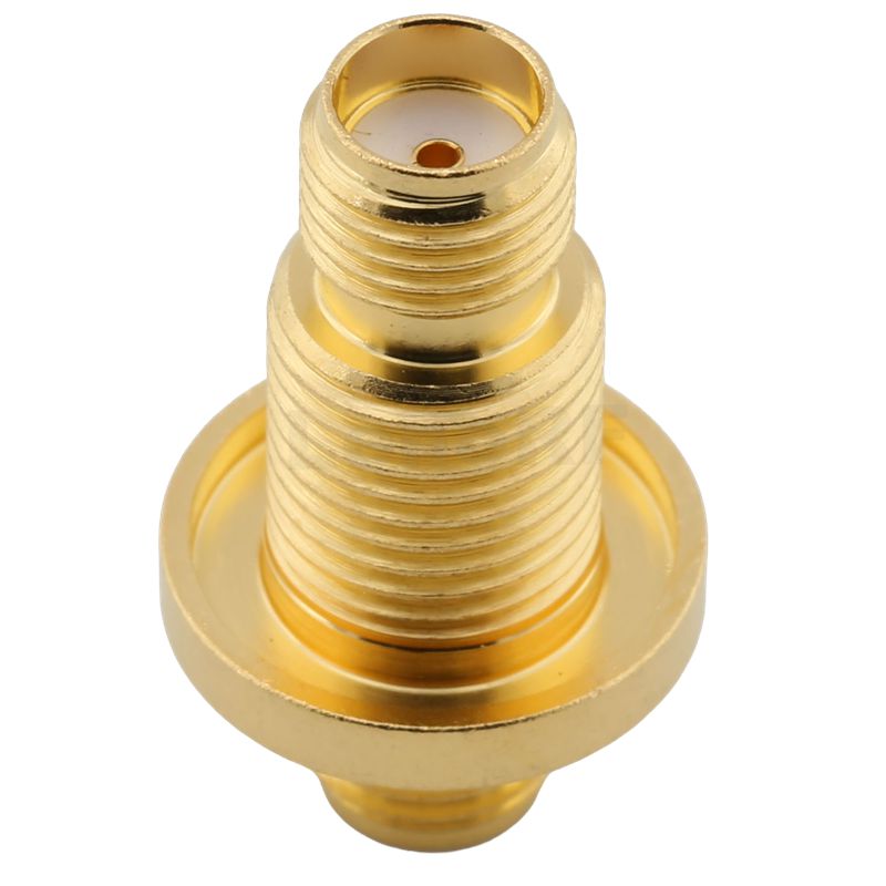 SMA Female To SMA Female Bulkhead Brass Body Gold Plated Adapter