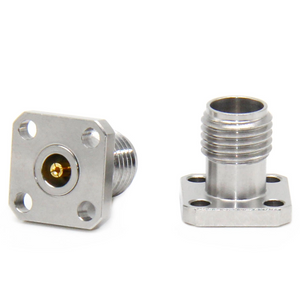 2.92mm Jack Connector Straight Rectangle 4 Hole Flange Solder For PCB, Glass Beads
