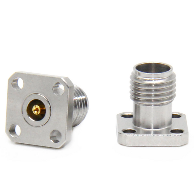 2.92mm Jack Connector Straight Rectangle 4 Hole Flange Solder For PCB, Glass Beads