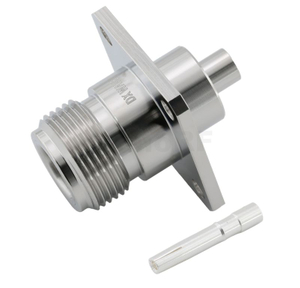 Type-N Connector Jack 4-hole Flange Soldering For .141 Coaxial Cable