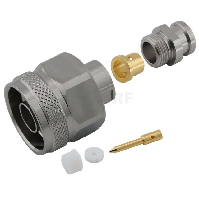 Type-N Connector Plug Soldering Straight For Micro-coax UFB205A Coaxial Cable,Stainless Steel Body