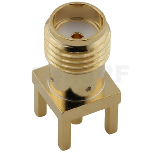 SMA Connector Female Straight For PCB Through Hole,Gold plated, Spot riveting