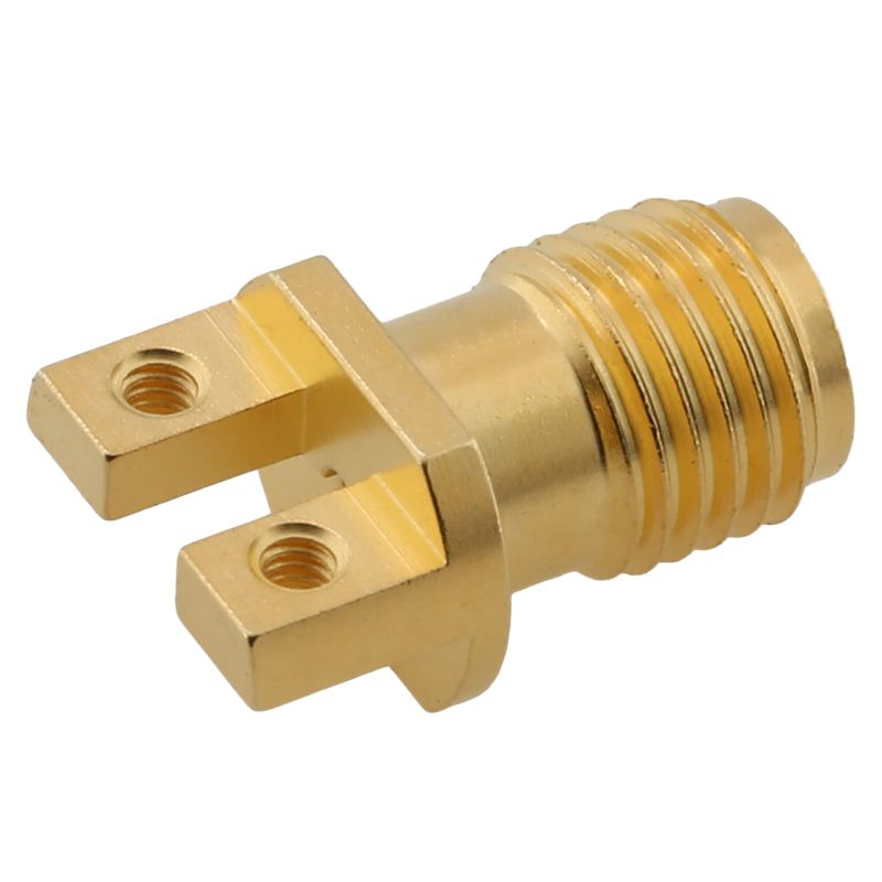 SMA Female Solderless PCB Edge Launch Connector, 2 Hole,Gold Plating