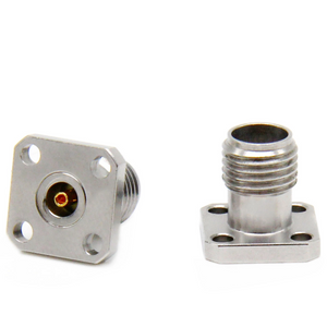 2.92mm Jack Connector Straight 4 Hole Flange Solder For PCB With Glass Beads