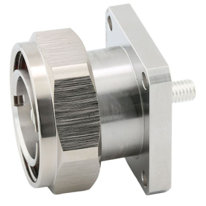 DIN 7/16 Female 4-Hole Flange Mount Straight Connector For Microstrip,Tri-Metal Plated