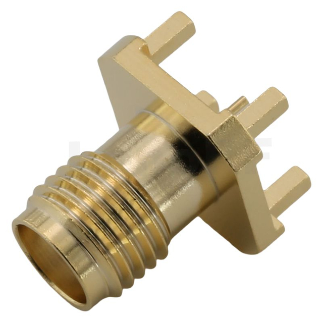 SMA Connector Female Straight For PCB Through Hole,Gold plated,132401