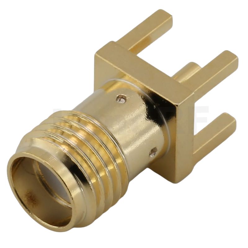 SMA Connector Female Straight For PCB Through Hole,Gold plated, Spot riveting