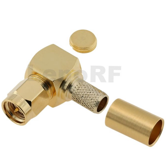 SMA Plug Connector Right Angle Crimping For LMR240 Cable