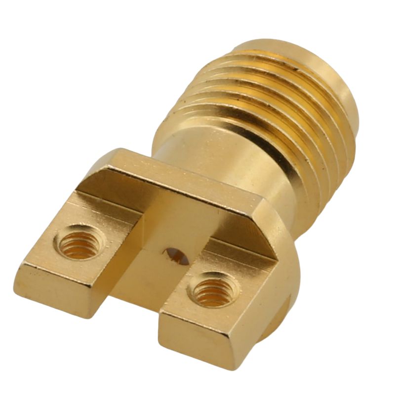 SMA Female Solderless PCB Edge Launch Connector, 2 Hole,Gold Plating