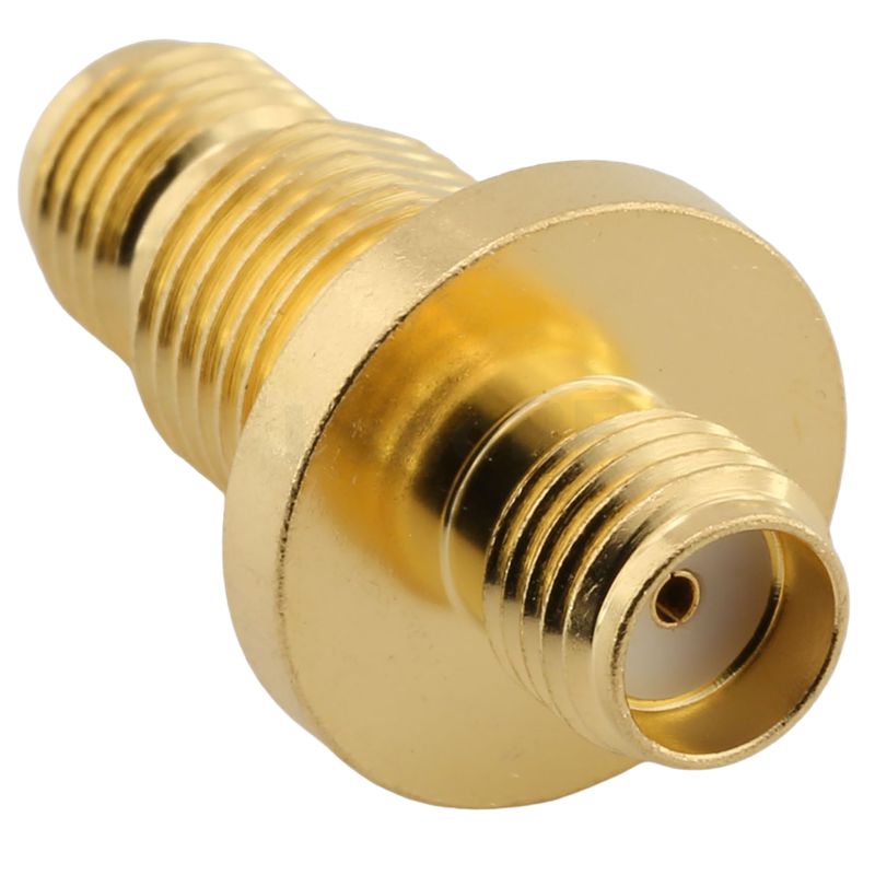 SMA Female To SMA Female Bulkhead Brass Body Gold Plated Adapter