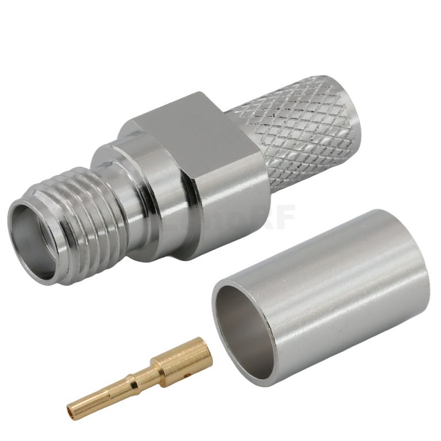 SMA Female Connector Straight Crimping For LMR240 Cable,Tri-metal Plating