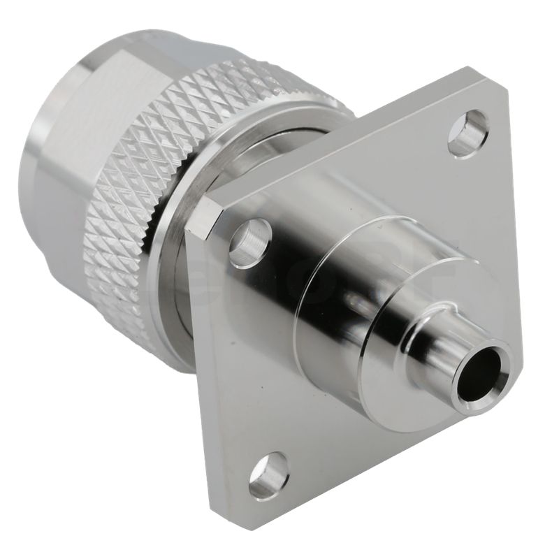 Type-N Male Connector Straight 4-Hole Flange Mounted For RG402 Semi-Flexible 141 Cable 