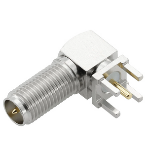RP-SMA Jack Connector Right Angle For PCB Through Hole - Nickel Plating