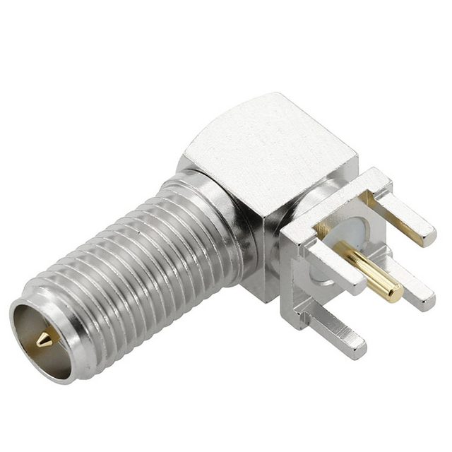 RP-SMA Jack Connector Right Angle For PCB Through Hole - Nickel Plating