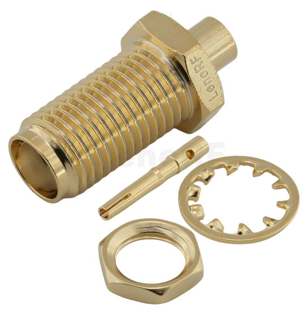SMA Female Bulkhead Brass Gold Plating For RG405, 0.086,UT085 Coaxial Cable 