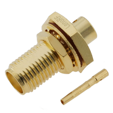High Return Loss SMA Female Connector Straight Soldering Gold Plated For RG402 141 Cable