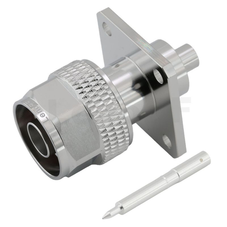 Type-N Male Connector Straight 4-Hole Flange Mounted For RG402 Semi-Flexible 141 Cable 
